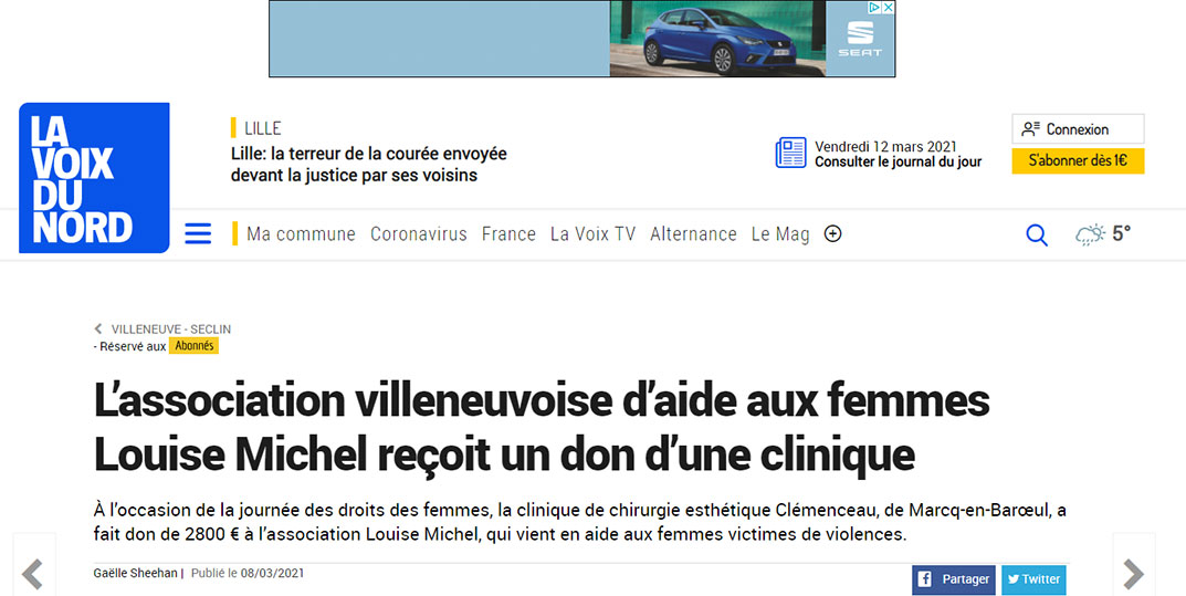 La Clinique Clemenceau à Lille s'engage pour aider les femmes victimes de maltraitance