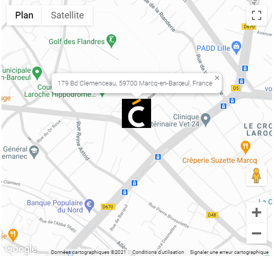 Plan d'accès de la Clinique Clemenceau à Lille